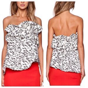 C/MEO Serendipity Bustier Strapless Top in Tic Tac Black White NWT XS